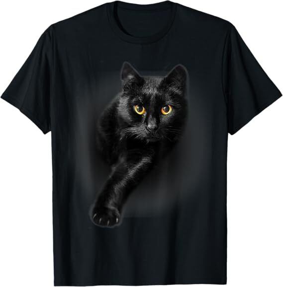 Black Cat Yellow Eyes T-Shirt Cats Tee Shirt Gifts T-Shirt gallery