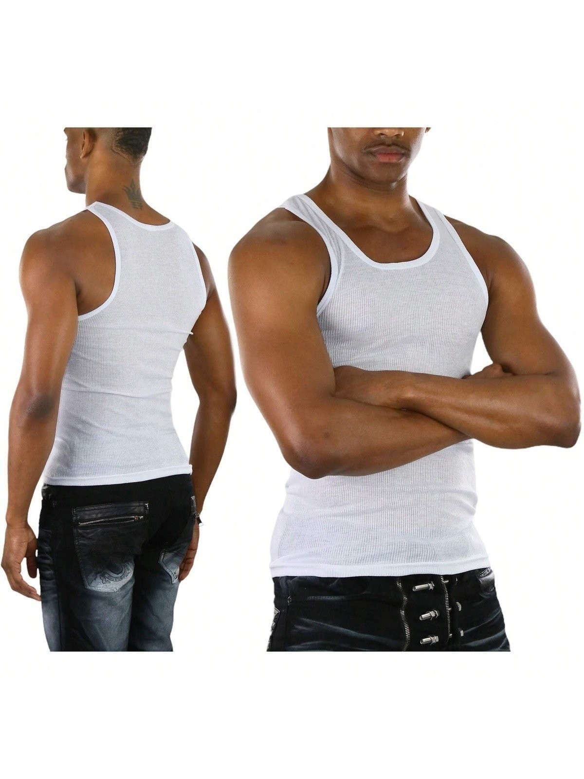 ToBeInStyle Men's Slim Fit Shallow Scoop Neck Sleeveless A-Shirts gallery