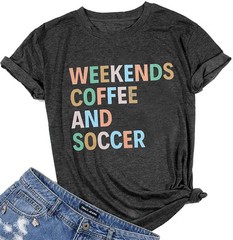 Weekends Coffee and Soccer Mom T Shirt – Soccer Gift Shirt (XXL, Dark Grey)