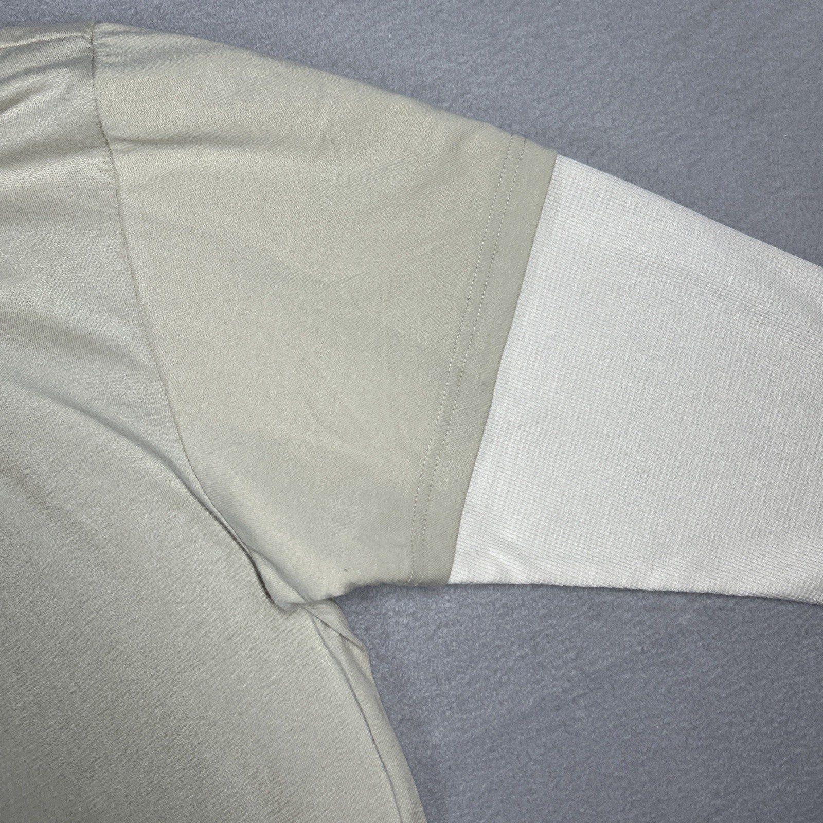NWT Hollywood Tan Shirt Waffle Sleeve Men's L Oversized Fit Cream Beige gallery