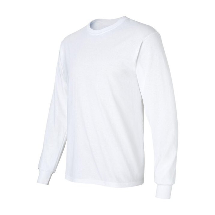 Gildan Men's Ultra Cotton Plain Crew Neck Long Sleeves T-Shirt L White NWOT gallery