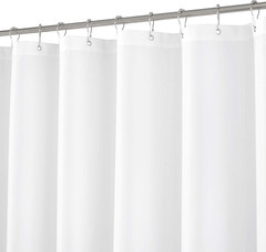 108 Inch Extra Long Shower Curtain or Liner, Hotel Quality, Washable Fabric, Whi