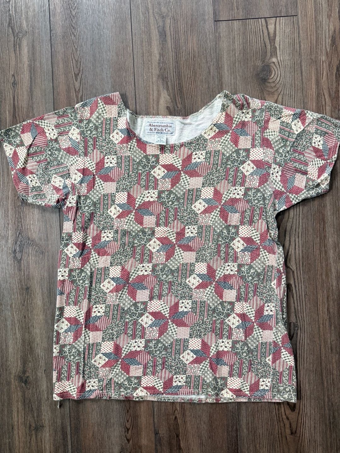 Vintage Abercrombie & Fitch Co. Patchwork Print T-Shirt 100% Cotton