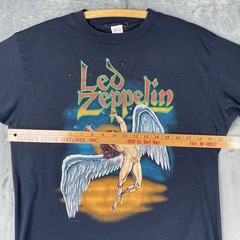 Vtg Led Zeppelin Shirt Sz L Black Swan Song Single Stitch 80s 90s USA Paper Thin