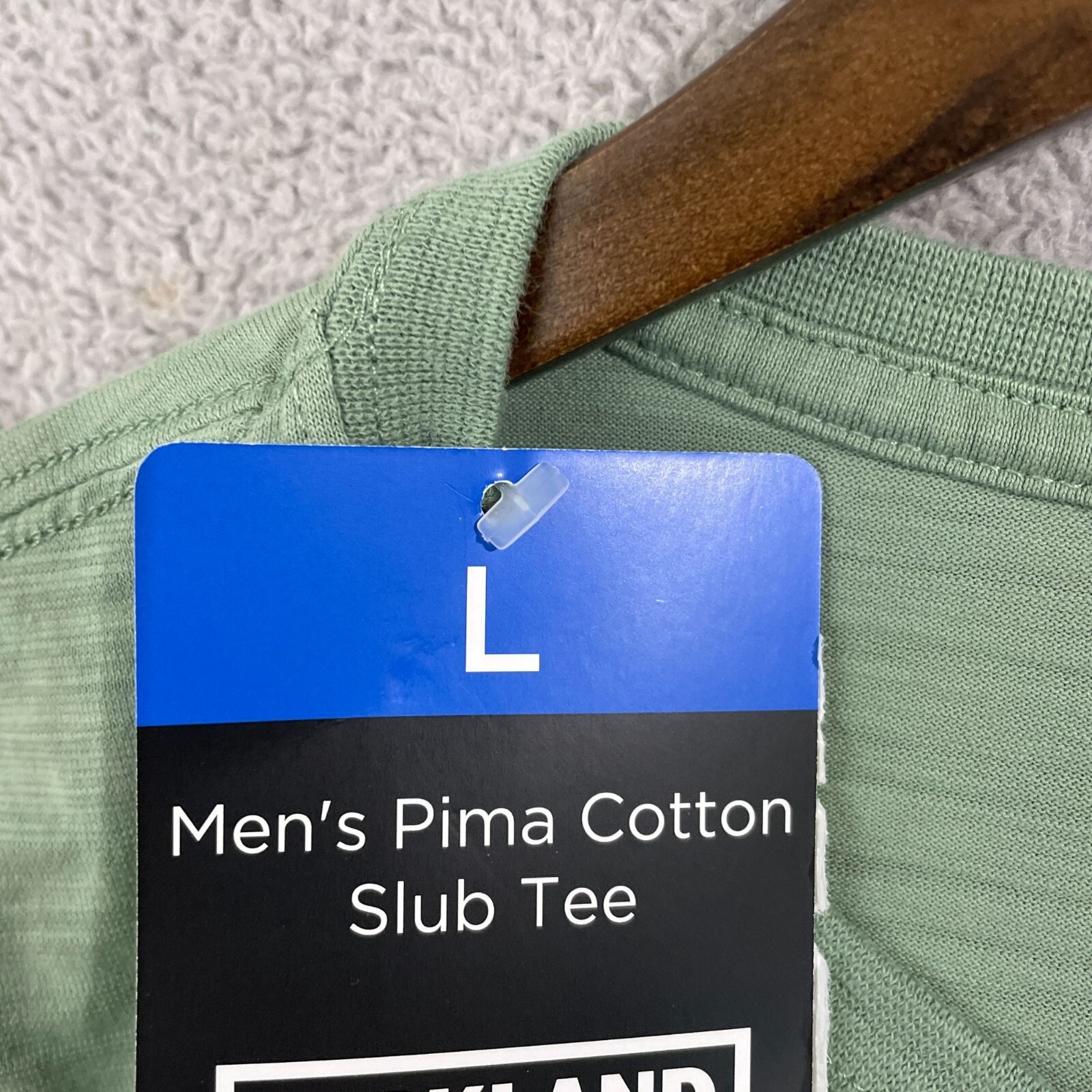 NEW Kirkland Signature Mens L Pima Cotton Slub Tee Green gallery