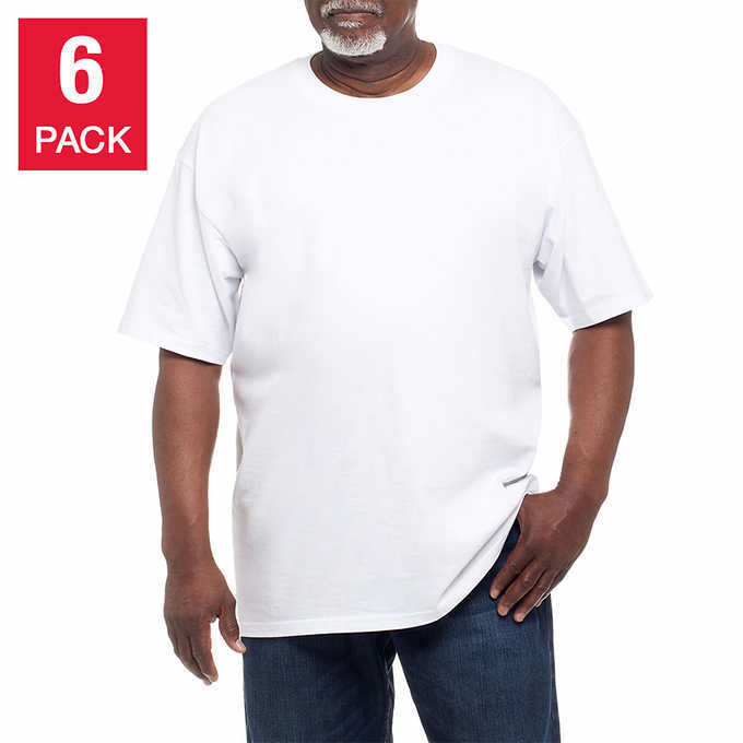 Kirkland Signature Men's Crew Neck T Shirts 6 Pack Tagless 100% Combed Cotton gallery