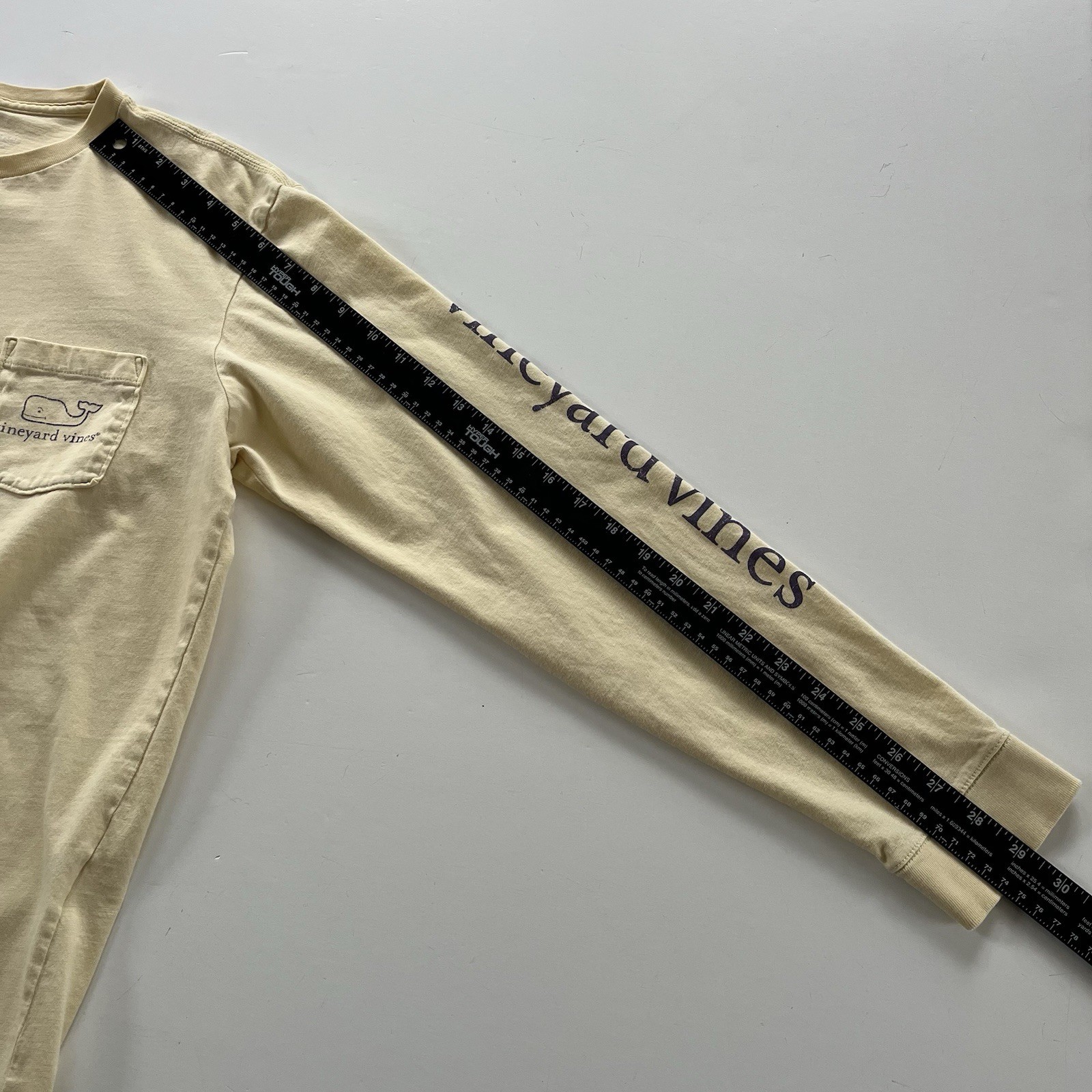 Vineyard Vines Long Sleeve Whale Pocket Tee Sz S Pale Yellow Coastal Everyday gallery