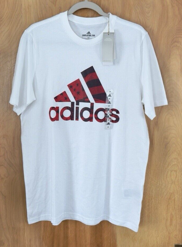 Adidas Men's Americana Graphic Short Sleeve T Shirt White / Scarlet Size M NWT gallery