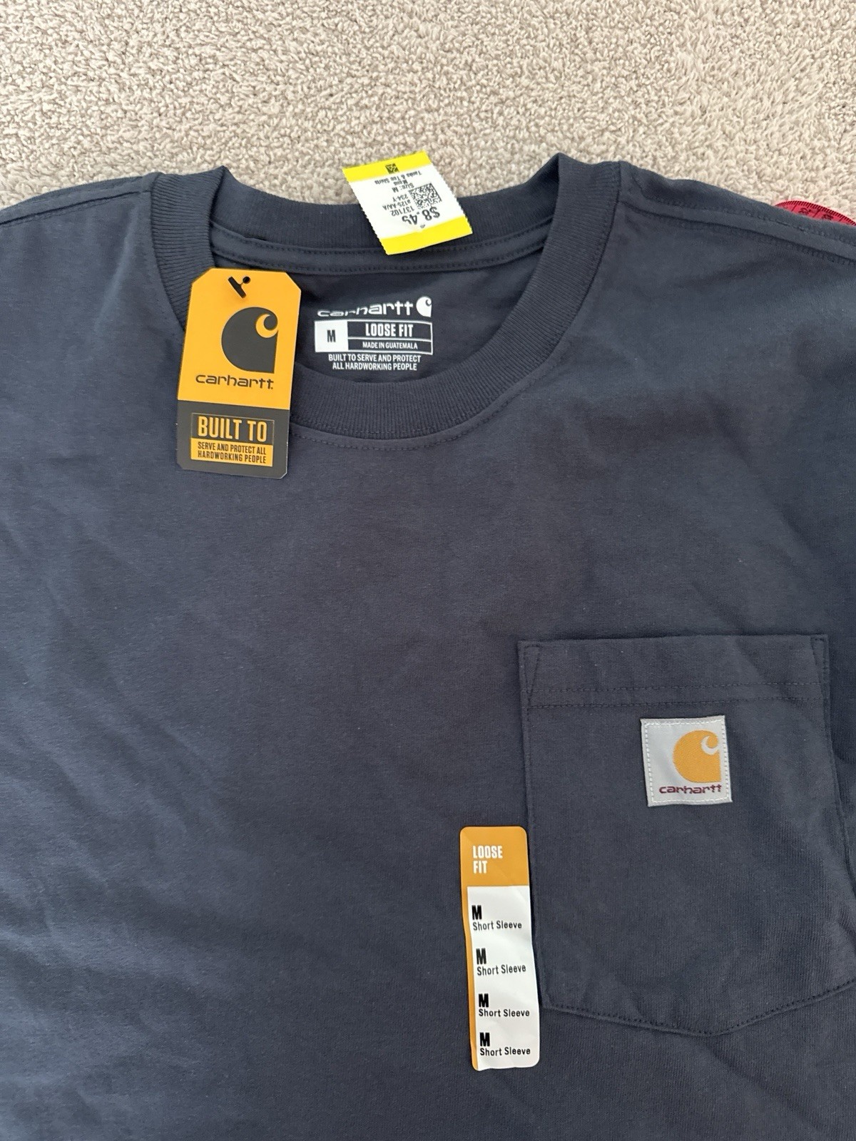 Carhartt NWT K87-M Men's Loose Fit Pocket Cotton Crew Neck T-Shirt M Blue gallery