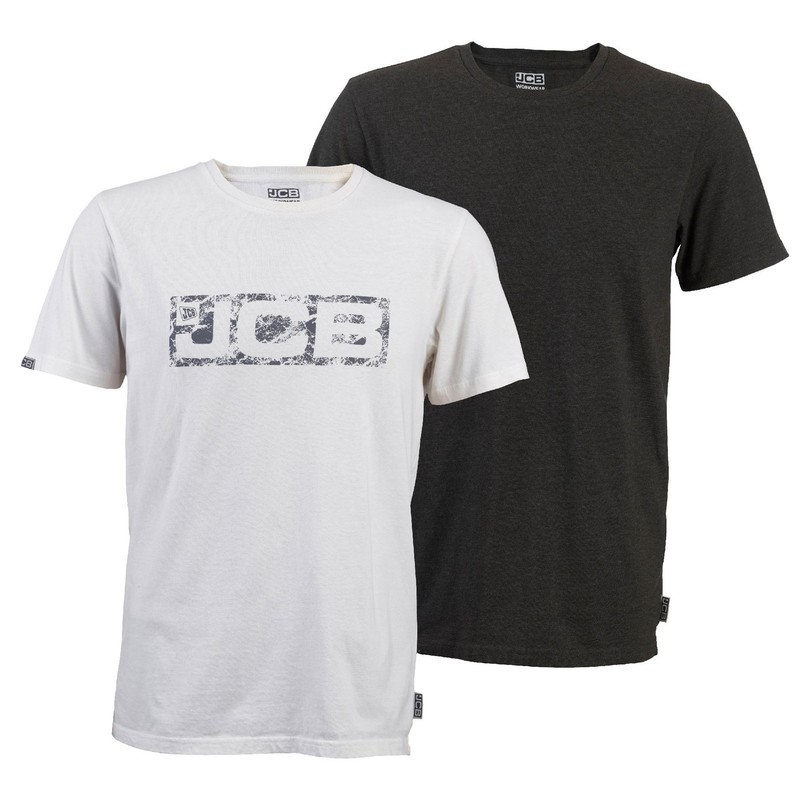 JCB Workwear Men’s Essential Twin Pack Branded Work T-Shirts