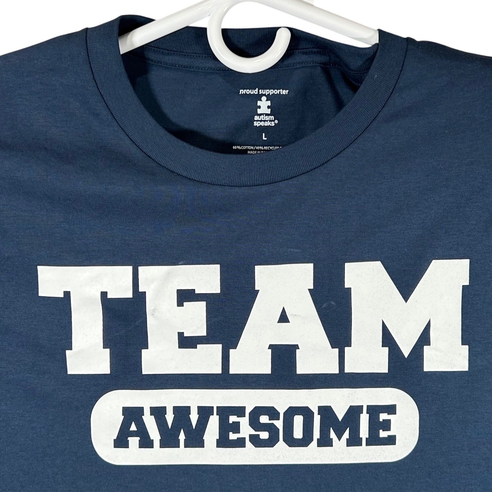 Autism Speaks Team Awesome Navy Blue Graphic T-Shirt Mens Size Large New gallery