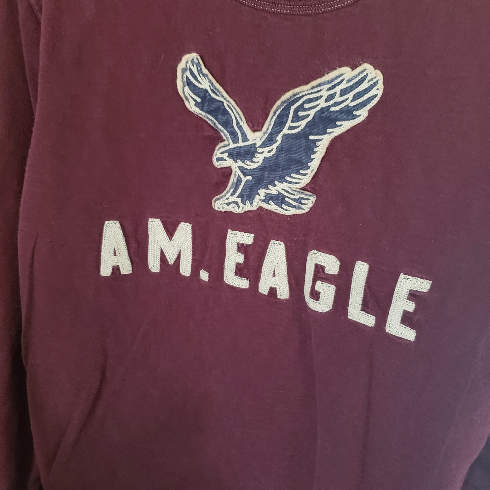 Vintage American Eagle Embroidered Long Sleeve T-Shirt Red M Y2K gallery