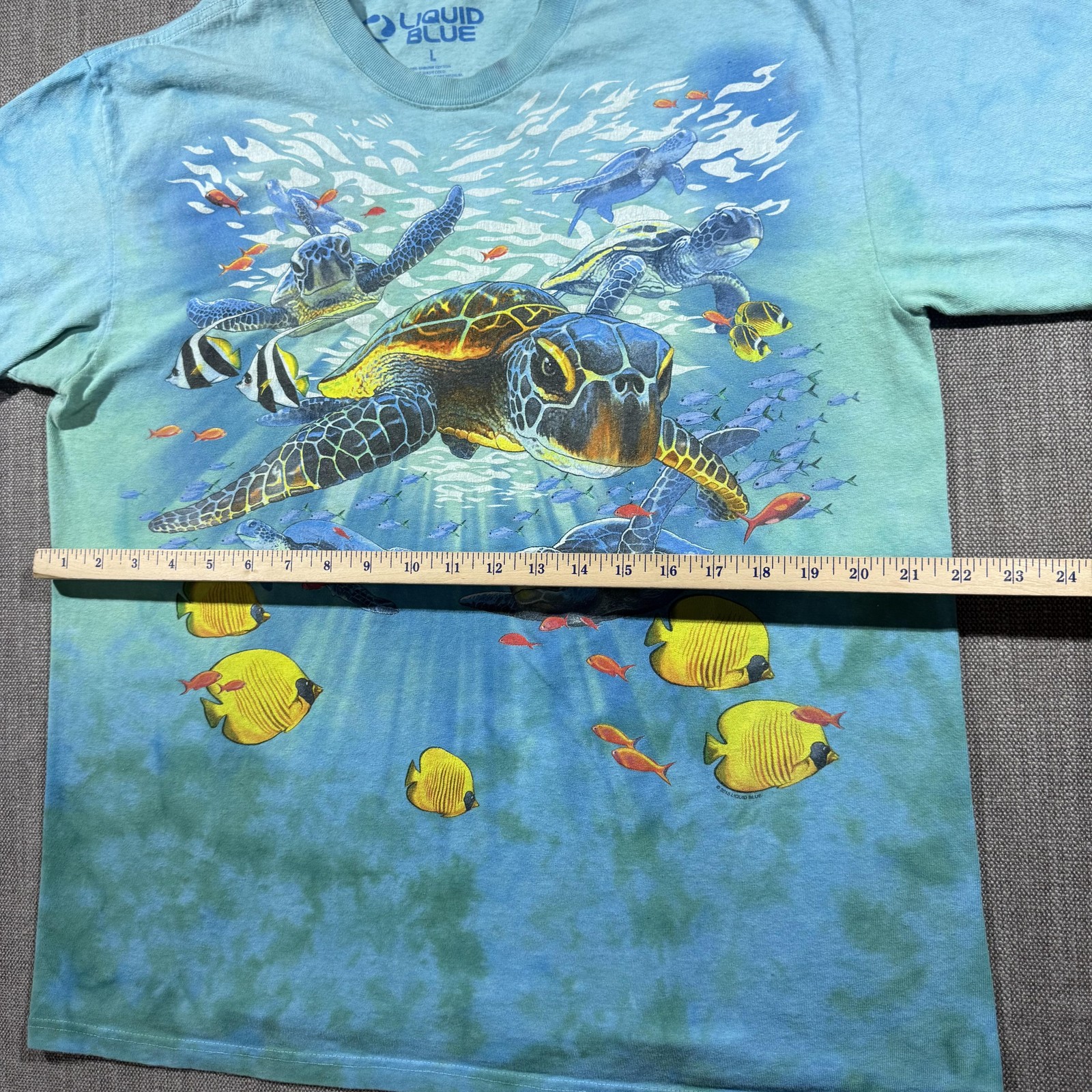Liquid Blue Shirt Mens Large Blue Sea Turtle Ocean Fish Graphic Tie Dye Tee gallery