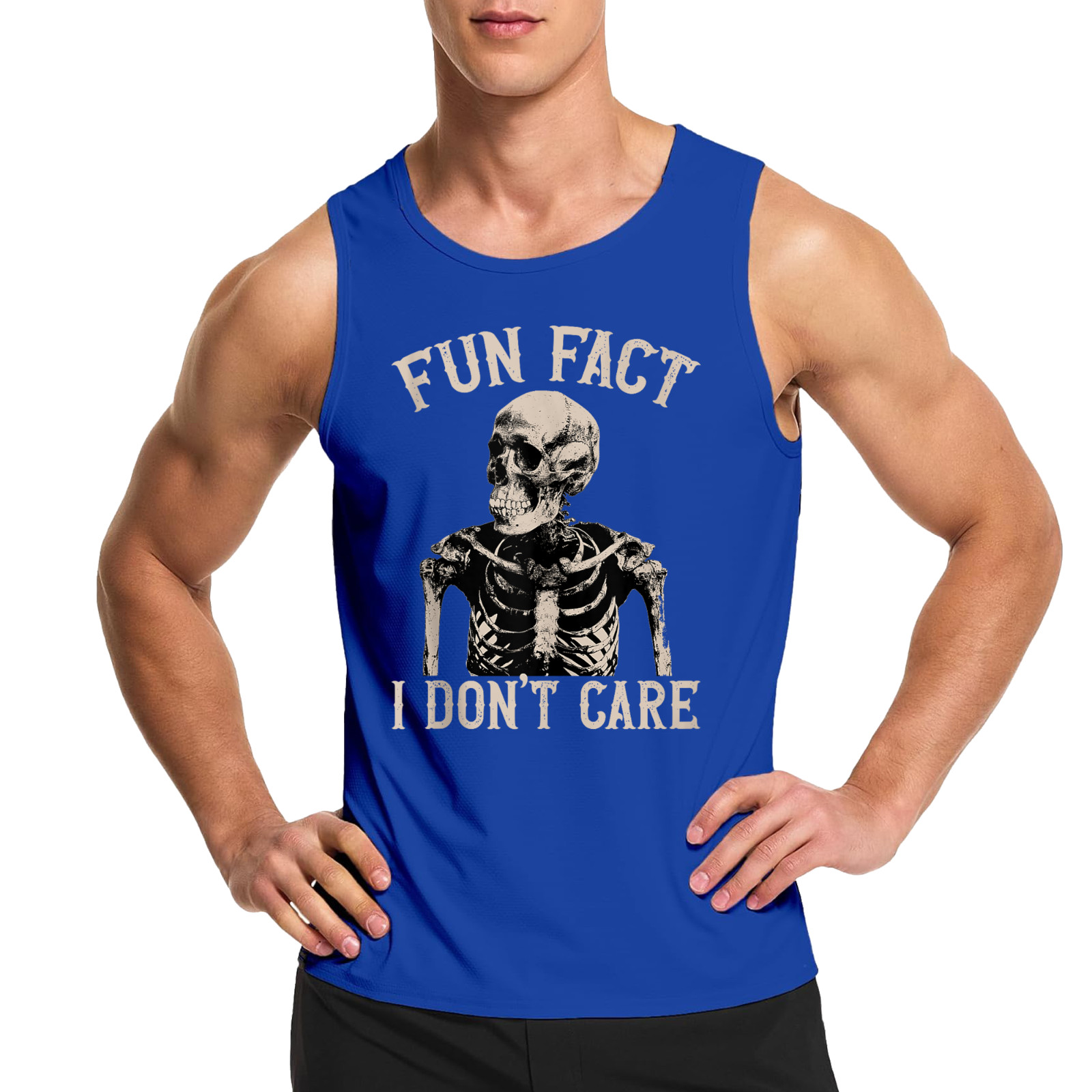 Fun Fact I Don’t Care Skull Funny Sarcastic Quote Tank Top gallery
