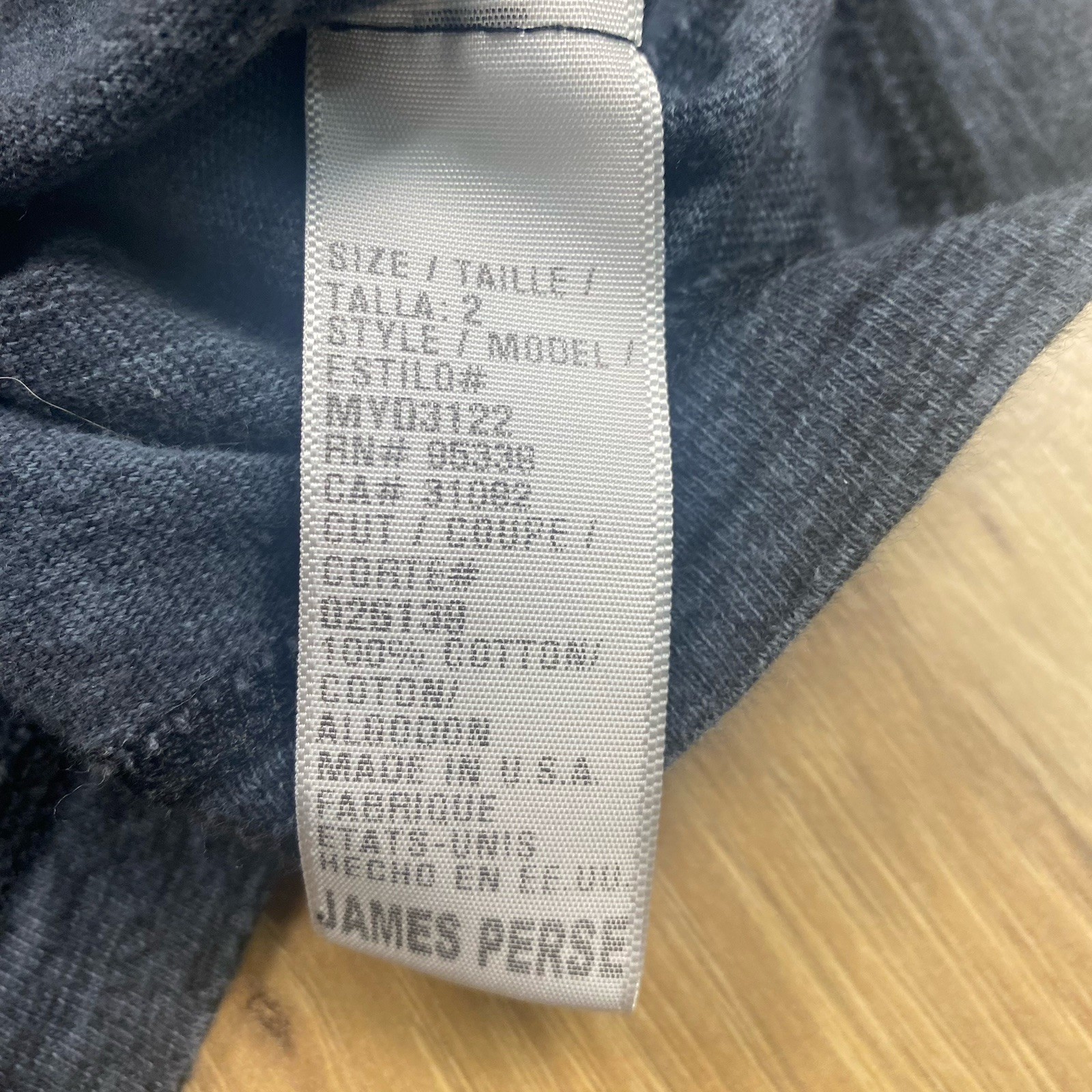 James Perse Standard T-Shirt Mens Sz 2 Gray Cotton Long Sleeve Tee Made USA gallery