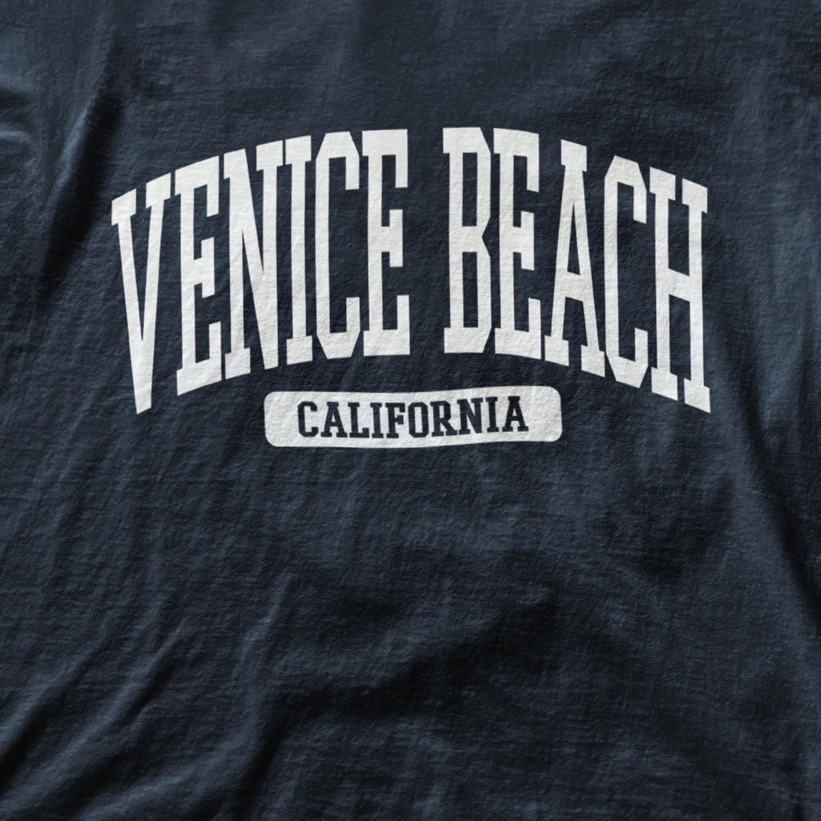 Venice Beach California Souvenir Beach, Retro, Minimalist Navy Blue Tee gallery