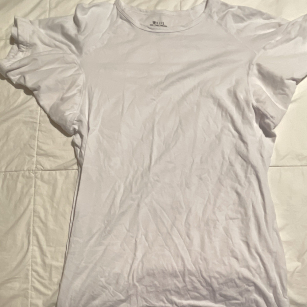 EJIS Men’s White Solid Short Sleeve Crew Neck T-Shirt Size L Regular