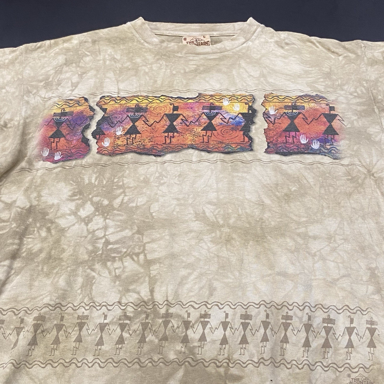 Vintage The Mountain T Shirt Large Leather Tag Grand Canyon Tribal USA Y2K Rare gallery