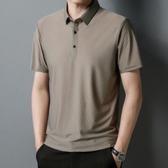 New Traceless Short Sleeve Men’s Solid Color Fashion Casual Lapel T-shirt