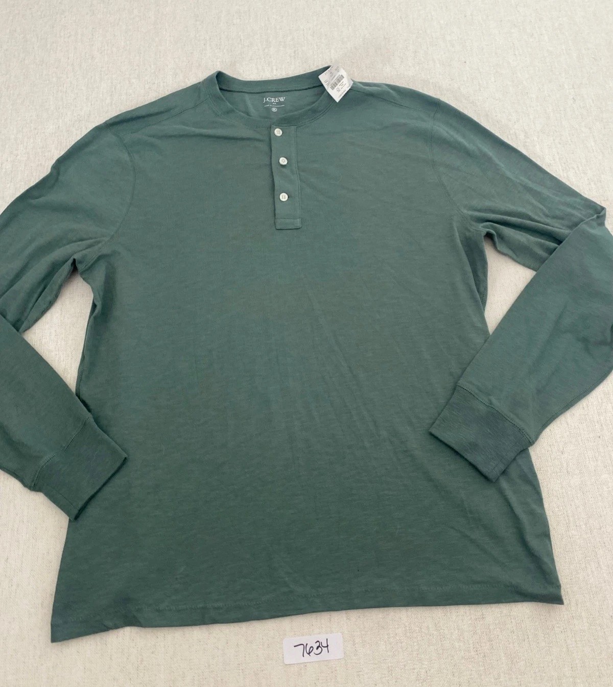 J.Crew Henley T-Shirt Mens XL Green Long Sleeve Button Front Cuff Pullover NWT gallery