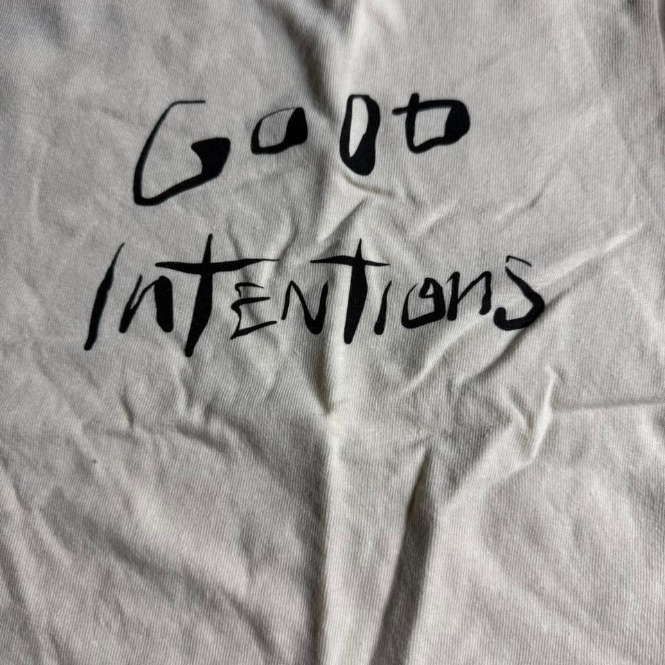 The Weeknd XO Nav Good Intentions Long Sleeve Shirt Cream Smiley Face Mens M gallery
