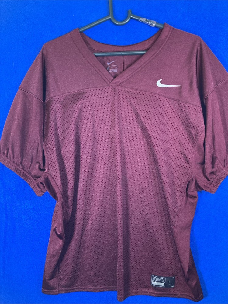 Nike Men’s Large Maroon Football Practice Jersey Mesh Short Sleeve