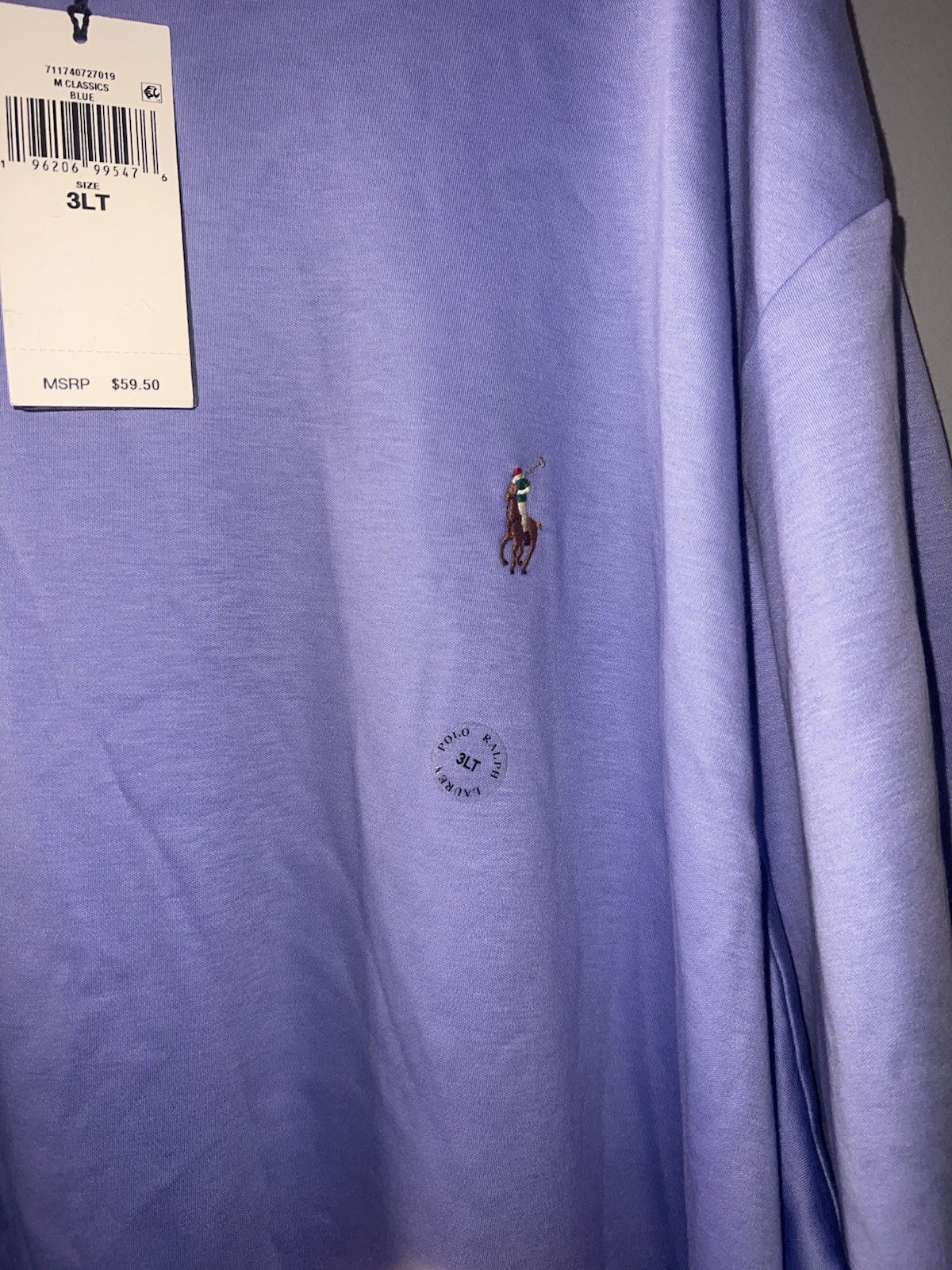Polo Ralph Lauren Shirt Mens 3LT Blue Classic Pony Tee Crew Neck Golf 639 gallery