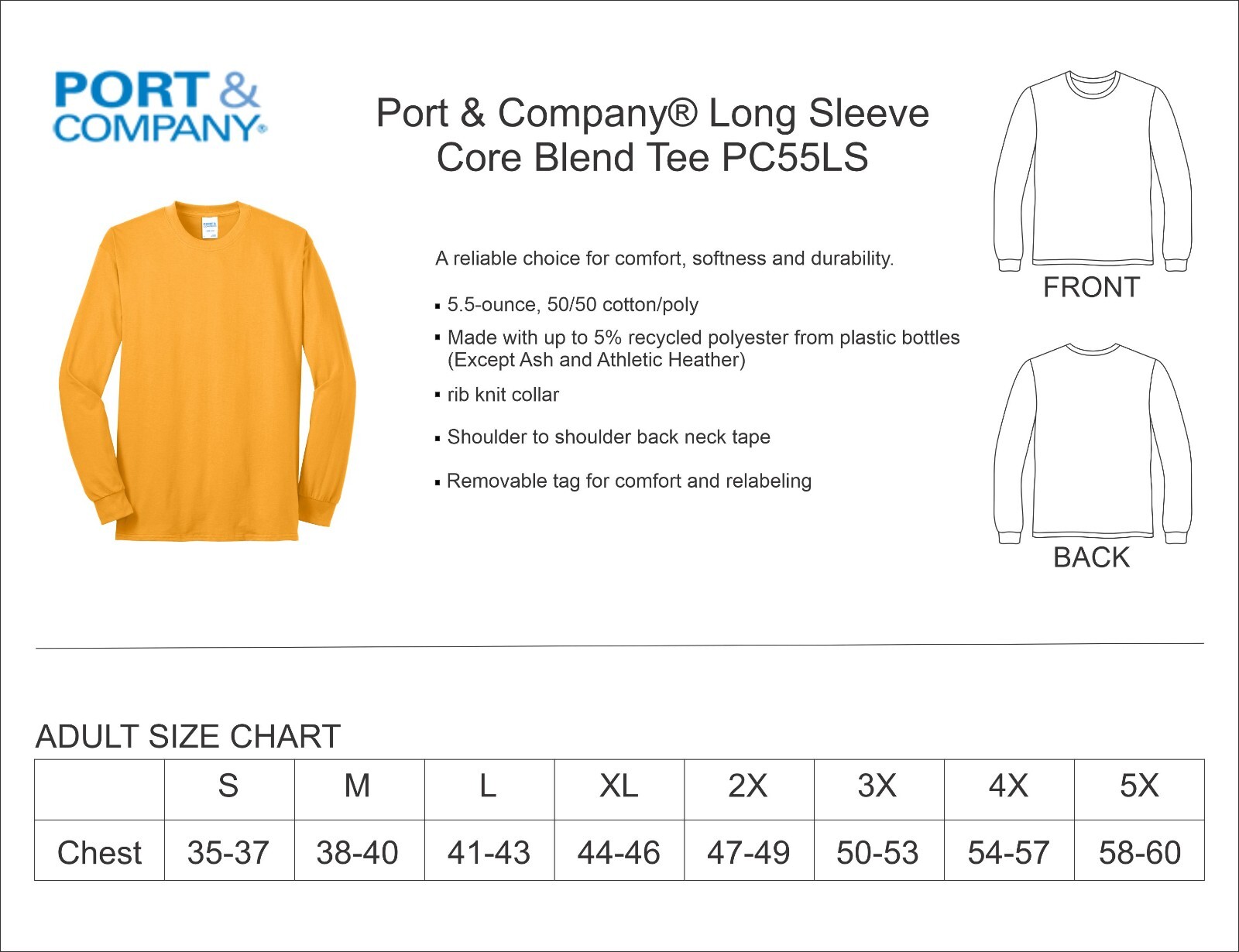 Port & Company Cotton/Poly Core Blend 50/50 Long Sleeve PC55LS gallery
