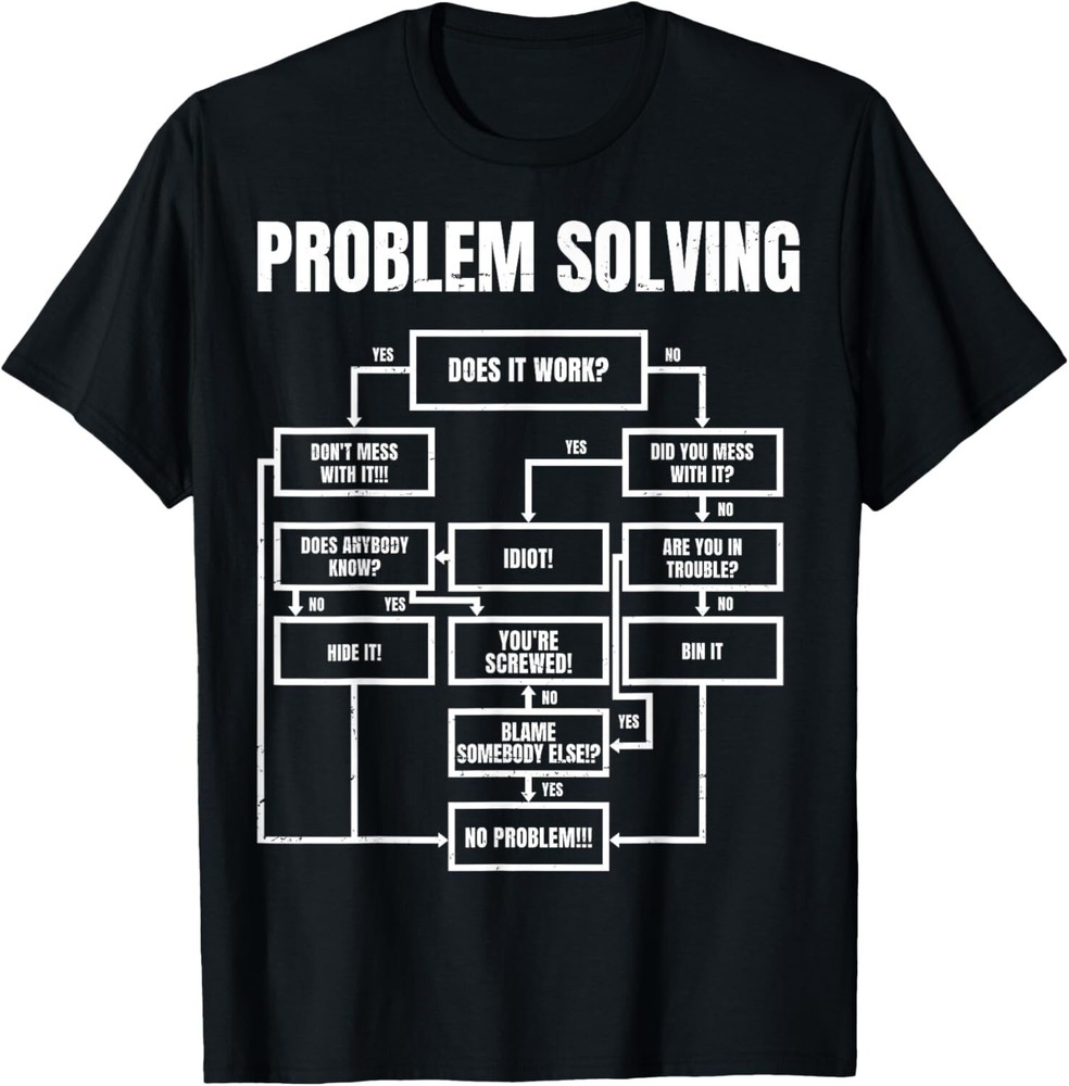 Men Problem Solving Chart – Flow Chart Geek Nerd Funny Gift Unisex T-Shirt