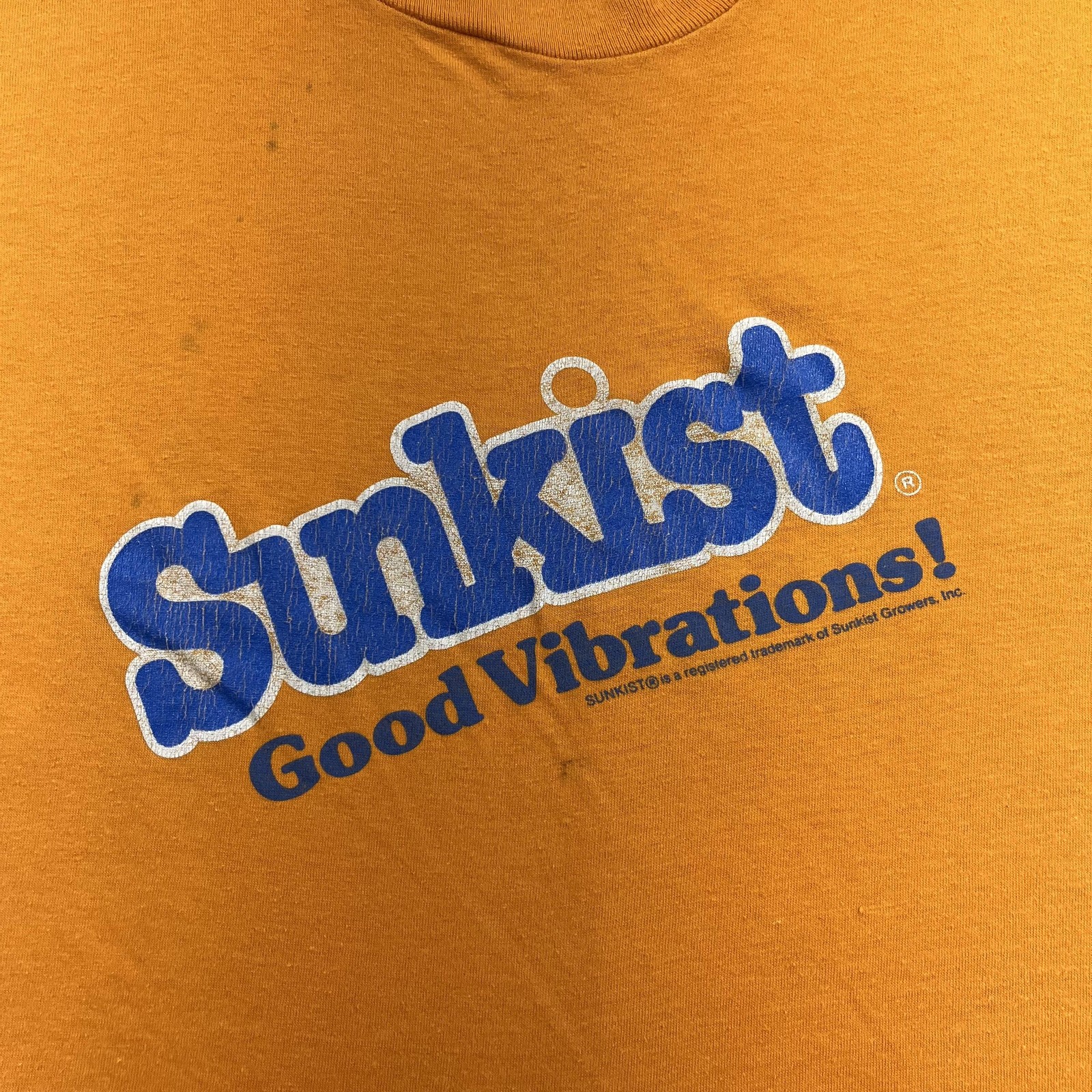 Vintage Sunkist Shirt Mens Medium Orange Good Vibrations Graphic Soda Tee gallery
