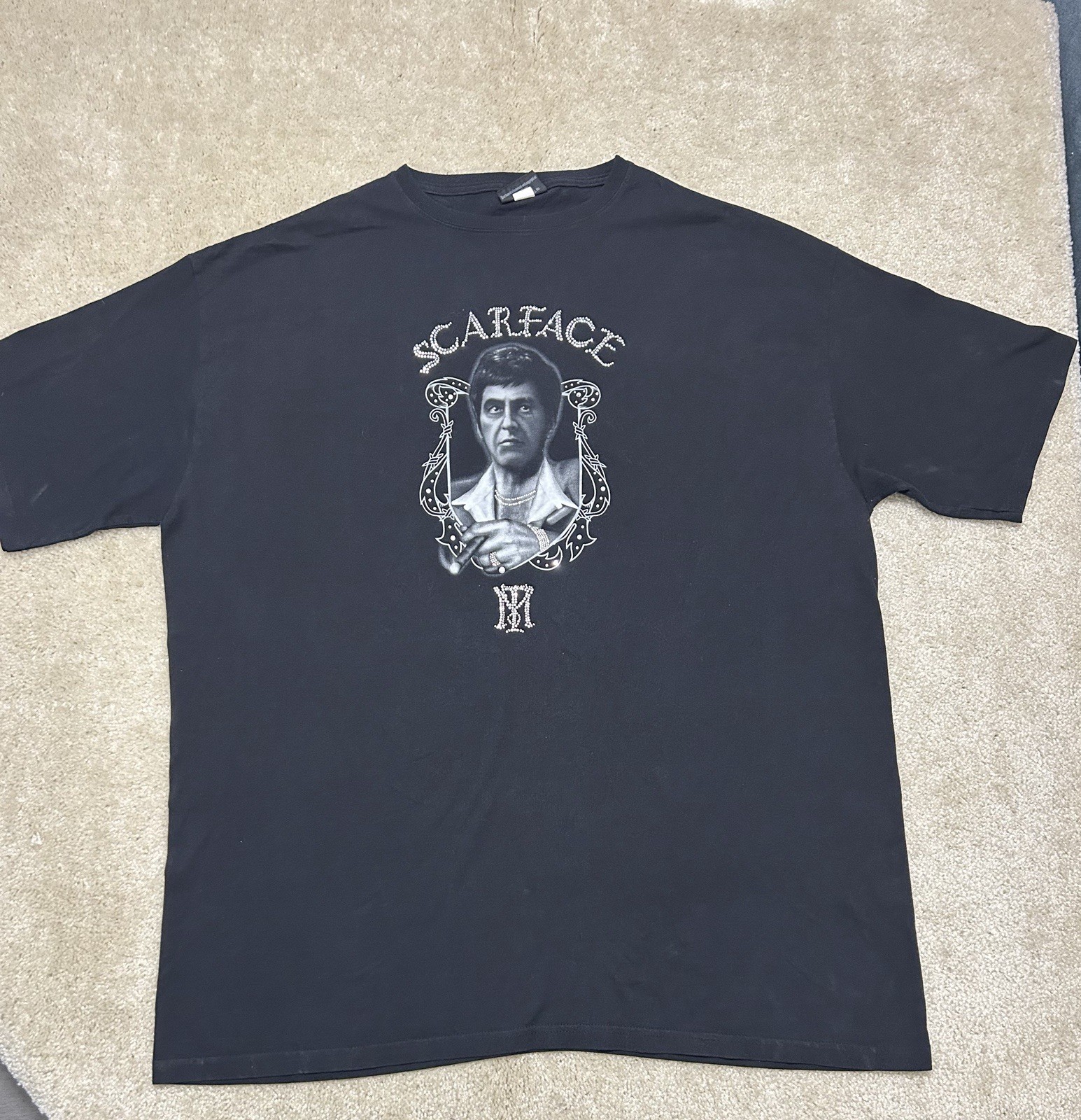 Vintage Scarface Clothing Co Tee Shirt Mens 4XL Black Graphic Print Beaded gallery