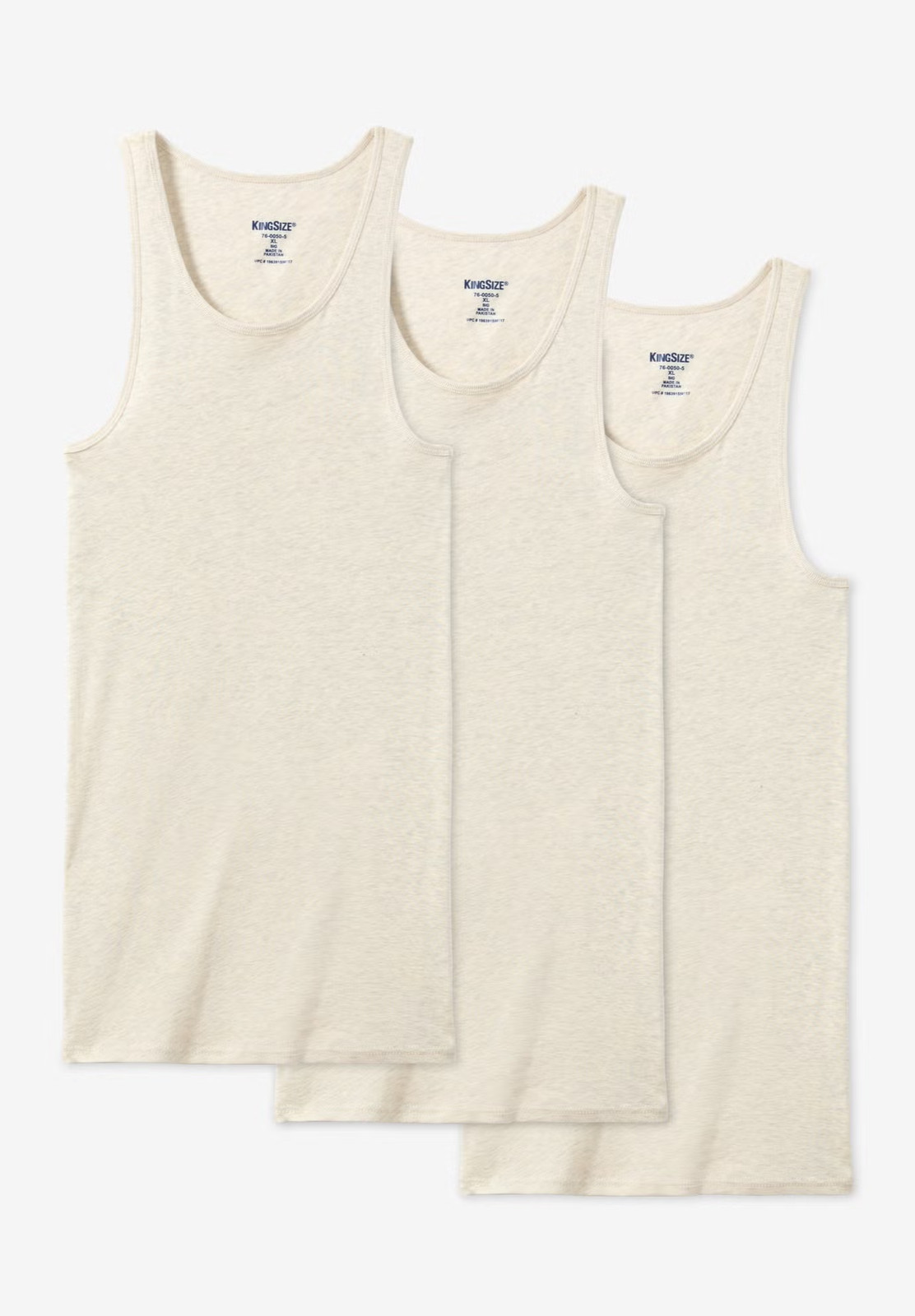 KingSize Men’s Big & Tall 3-Pack Ribbed Cotton Tank Undershirt
