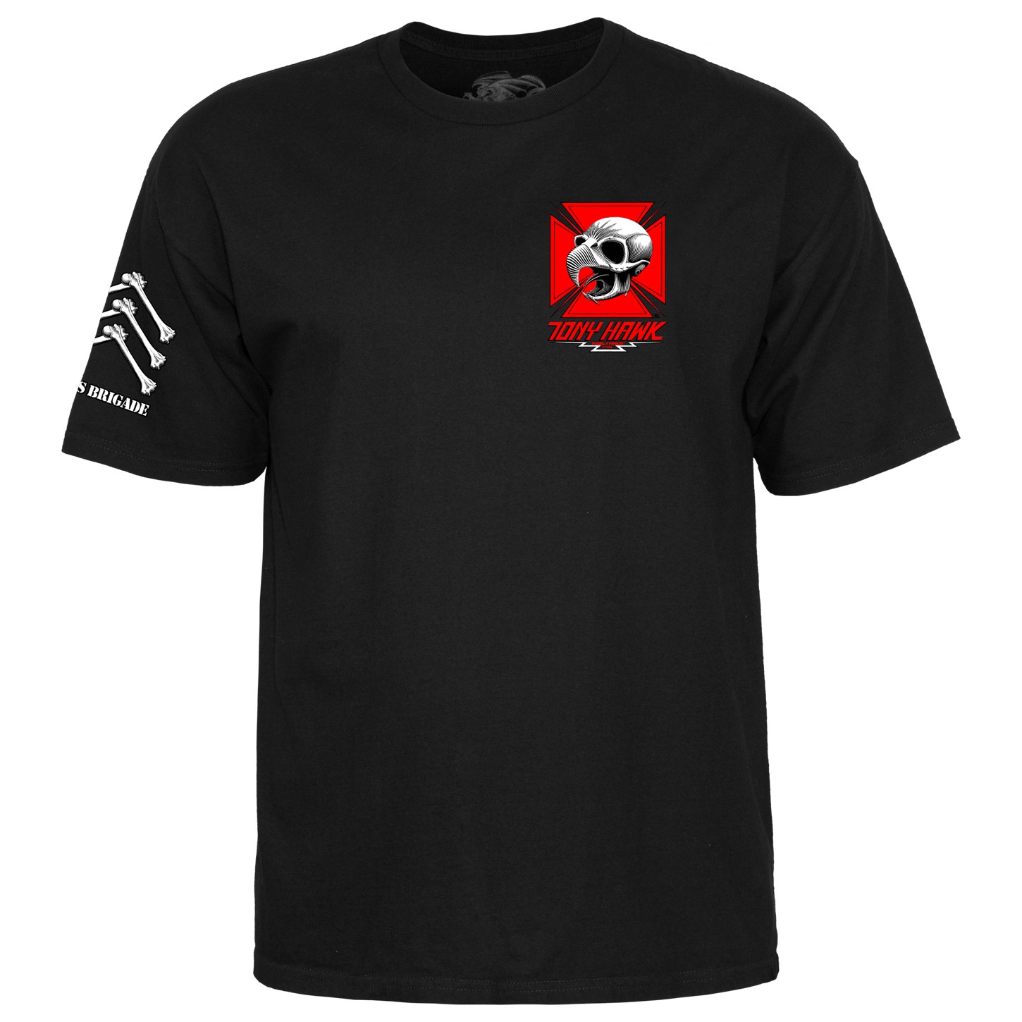 Powell Peralta BONES BRIGADE Tony Hawk CHICKEN SKULL Skateboard T Shirt BLACK gallery