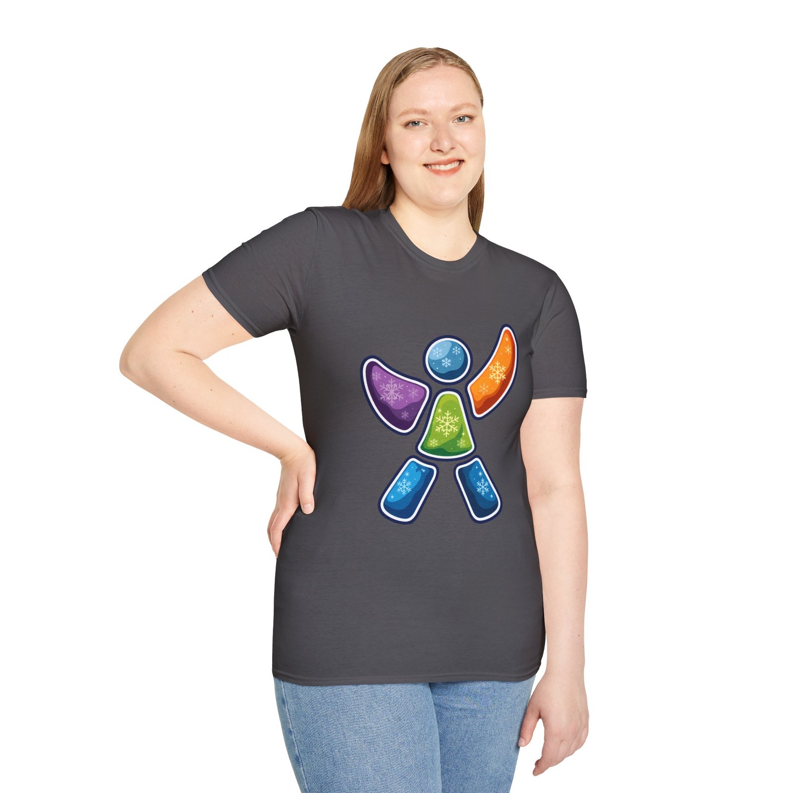 Minimalist Snow Angel Winter Abstract Holiday Christmas Unisex Softstyle T-Shirt gallery