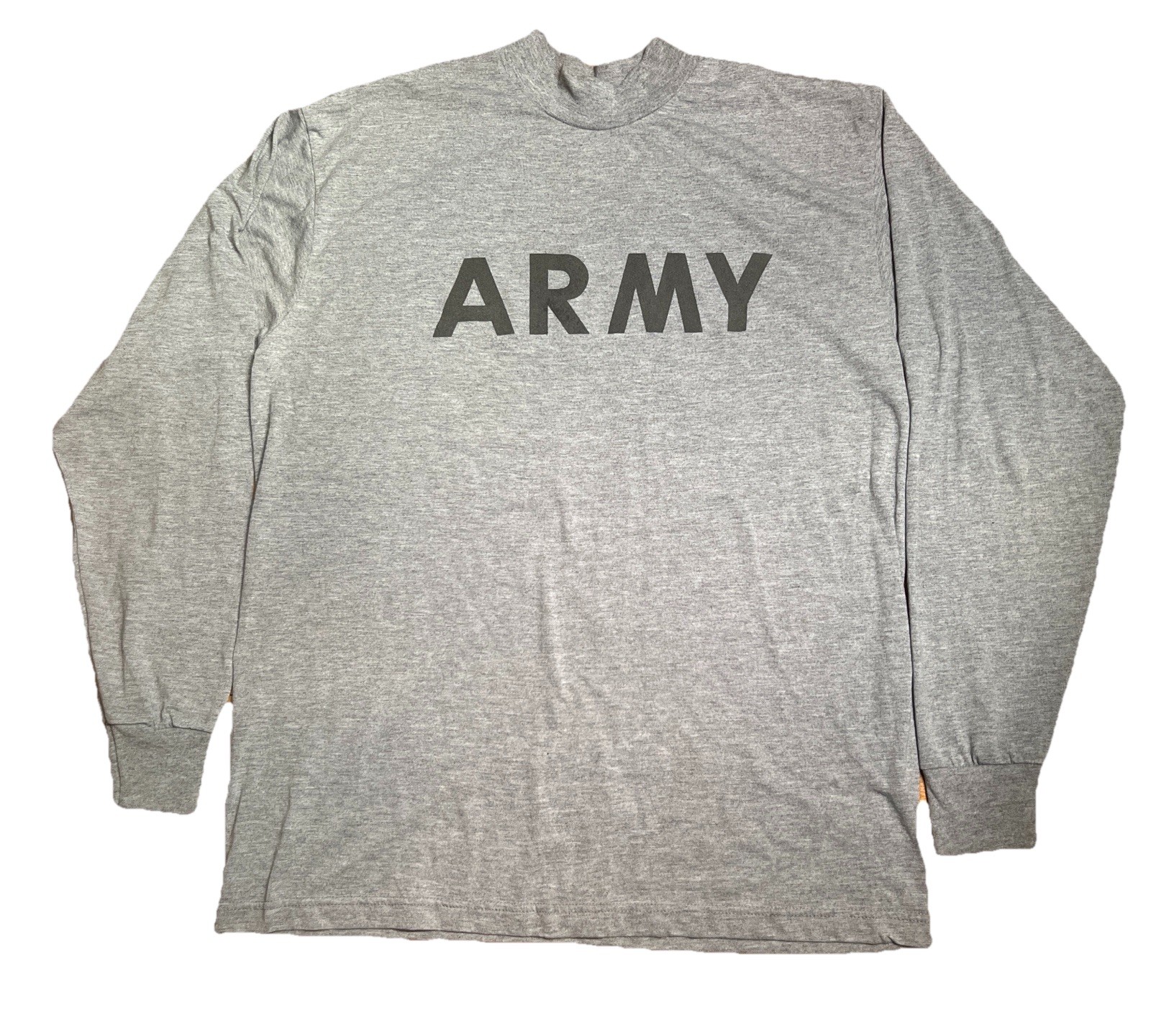 US Army Heather Grey Military Issue Physical Fitness IPFU Long Sleeve Shirt|Sz:L