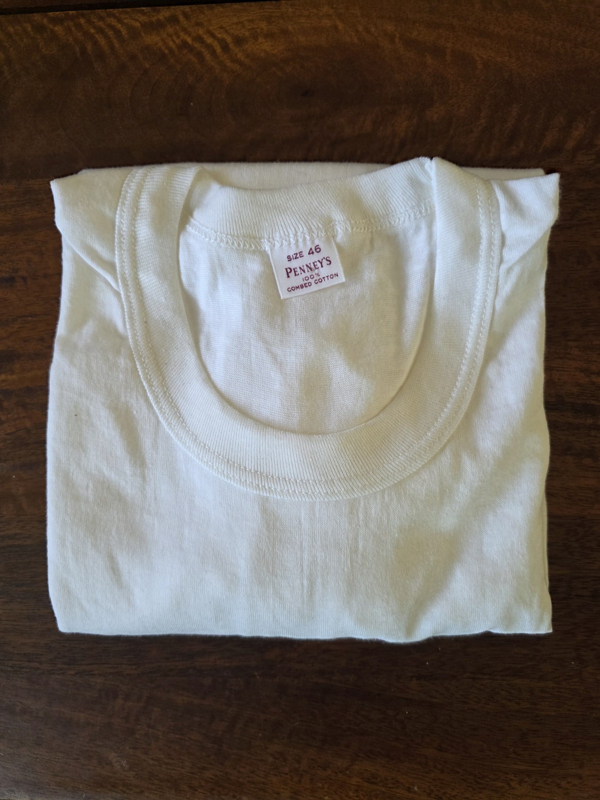 New NWOT Vintage 50s Penny’s White Blank Soft T-shirt Size 46 100% Combed Cotton