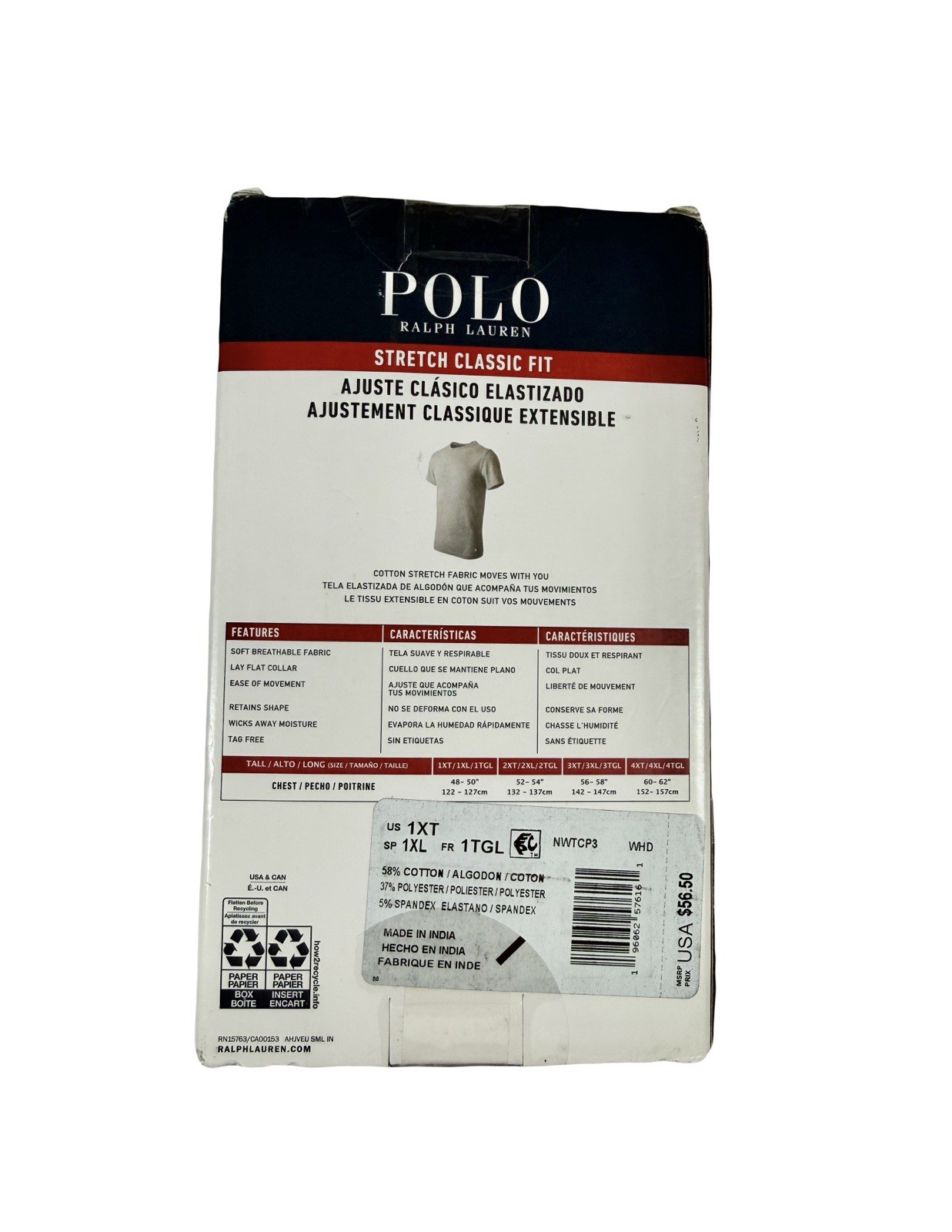 NWT. Polo Ralph Lauren. 3 Pack Sz 1XL. Big & Tall Crew Neck. White. MRSP. $56.50 gallery