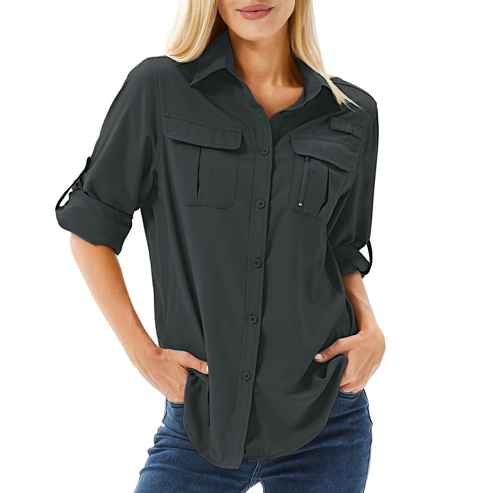 Shirt blouse women UPF 50+ UV protection long sleeve shirt outdoor hiking shirt safari dress…