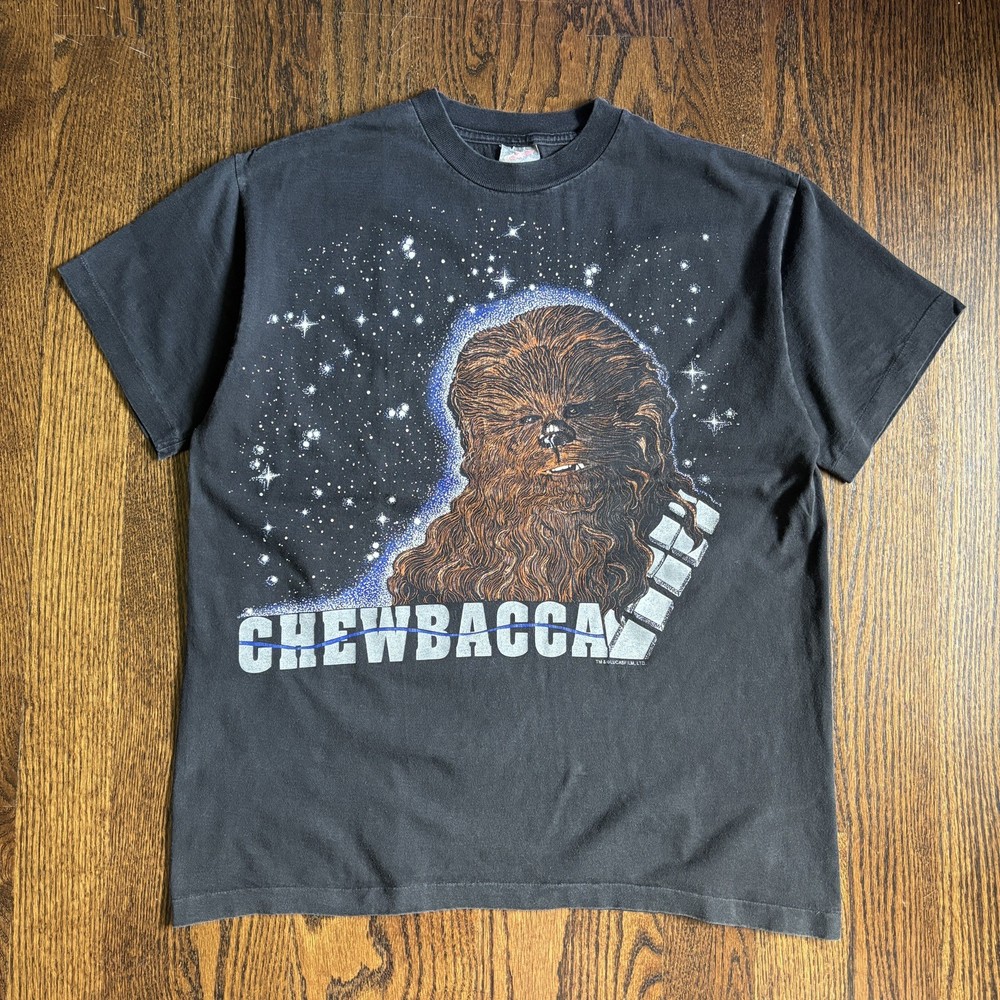 Vtg 90s Star Wars Chewbacca Big Face Shirt XL Chewie Space Movie
