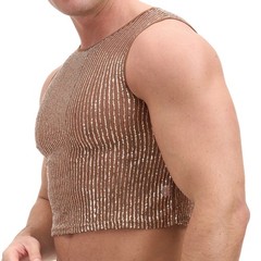 Men’s Sparkle Sequins Tank Top Sleeveless Slim Fit T-shirts Vest Club Rave Party