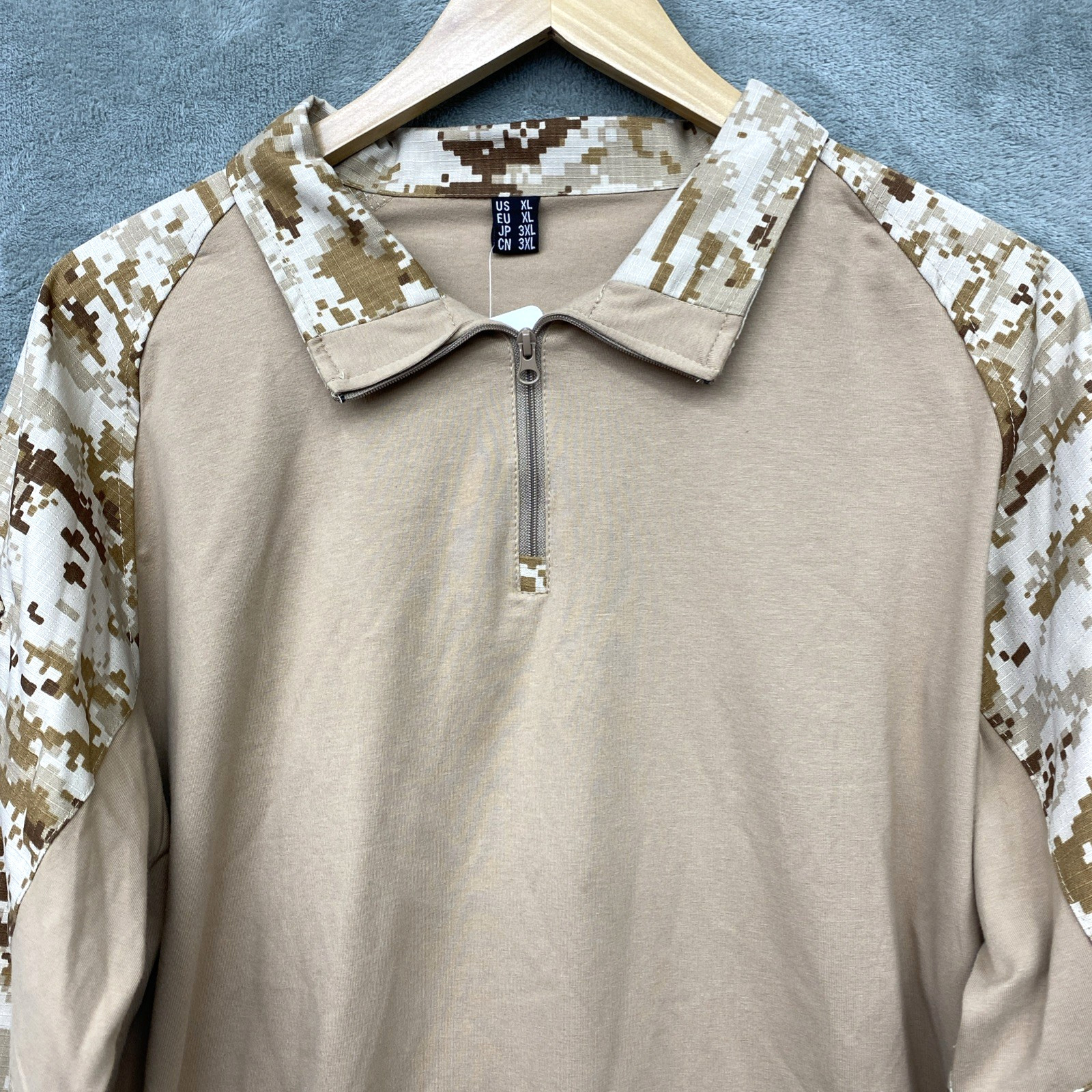 MAGCOMSEN Men's XL Tactical Military Shirt 1/4 Zip, L/S Shirt, Pockets - Tan gallery