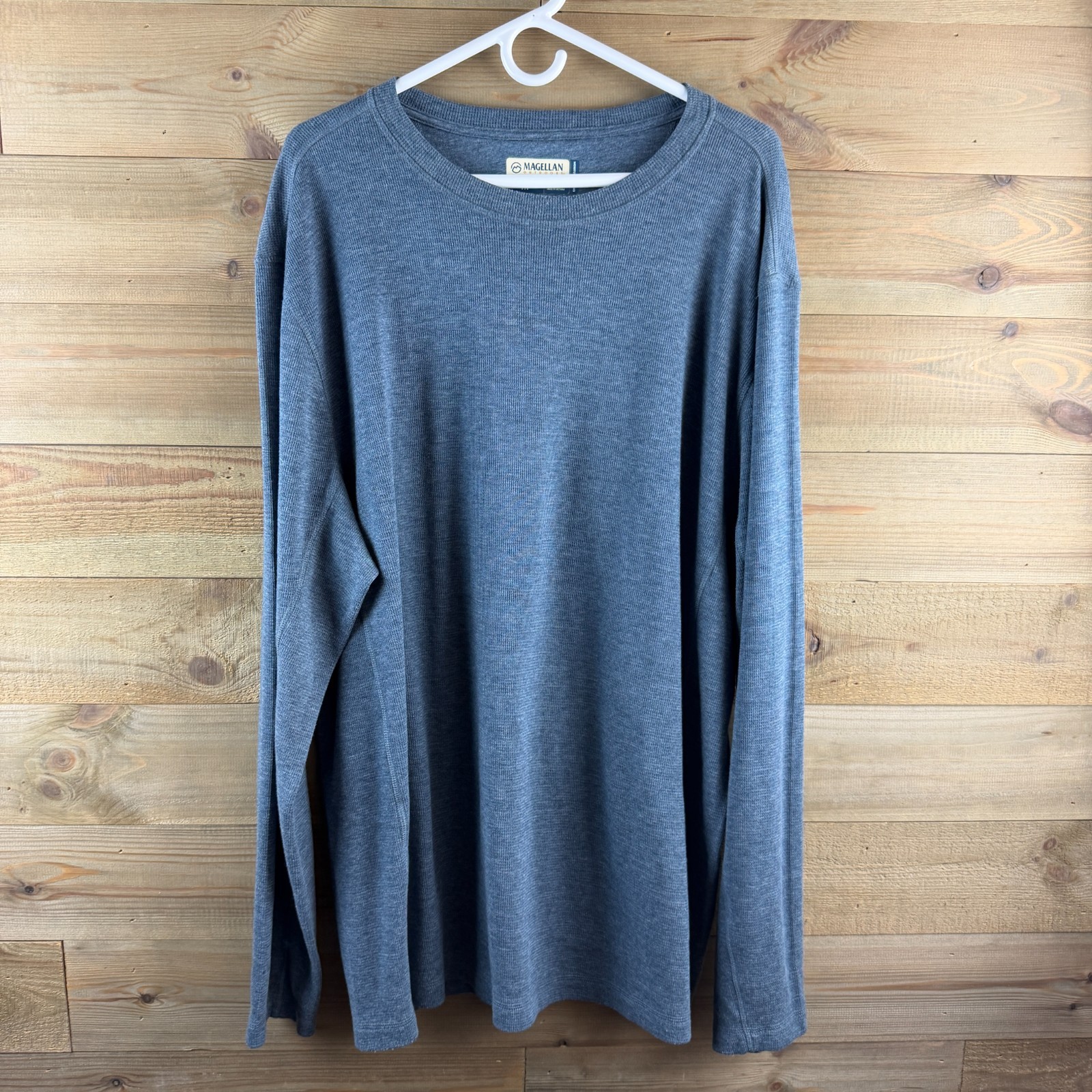 Magellan Mens Shirt Classic Fit Long Sleeve Waffle Knit Layer Outdoor Blue 3XL gallery