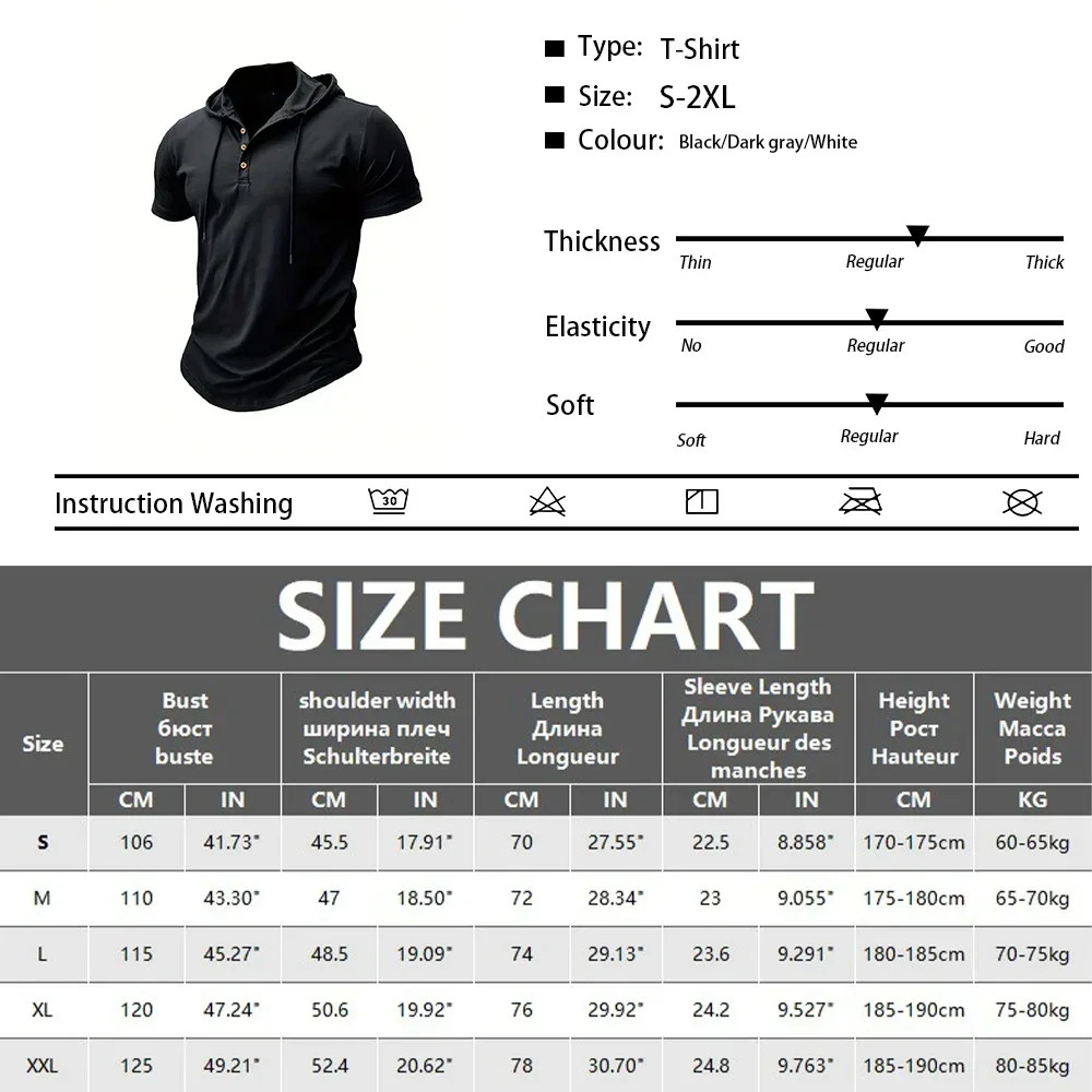 Men's T Shirt Summer Slim Fitness Hooded Short-Sleeved Tees Male Lightweight gallery