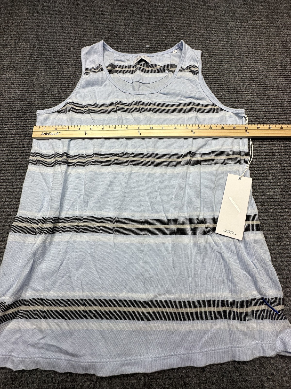 Saturdays New York City Tank Top Mens Small Sky Blue Stripe Nick S Lightweight gallery