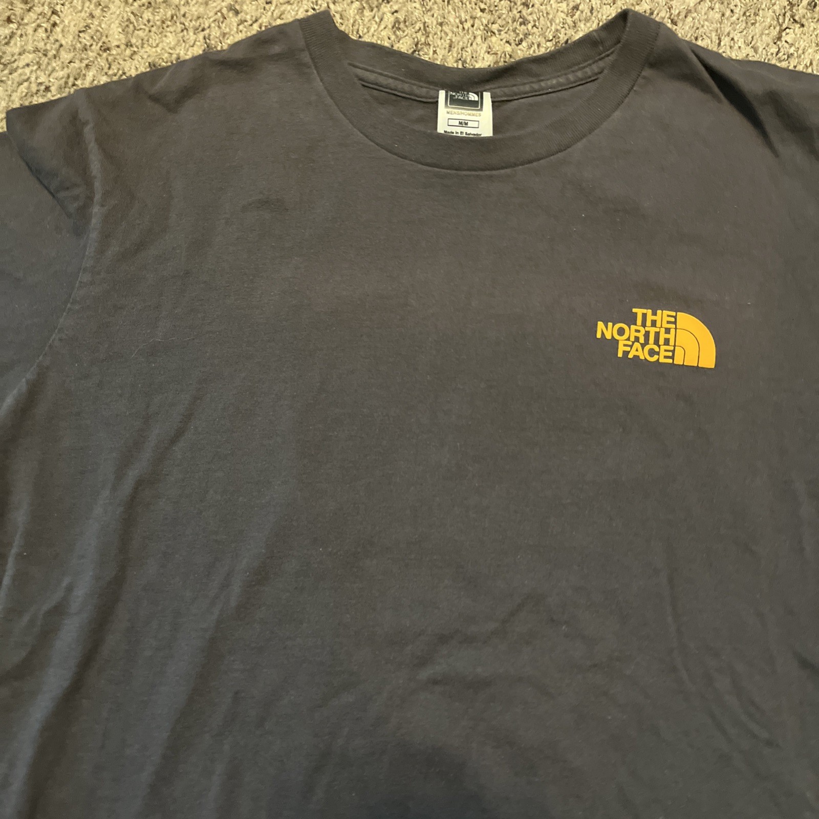 The North Face Men’s T-shirt Sz Med Dark Gray Never Stop Exploring Yellow Logo gallery