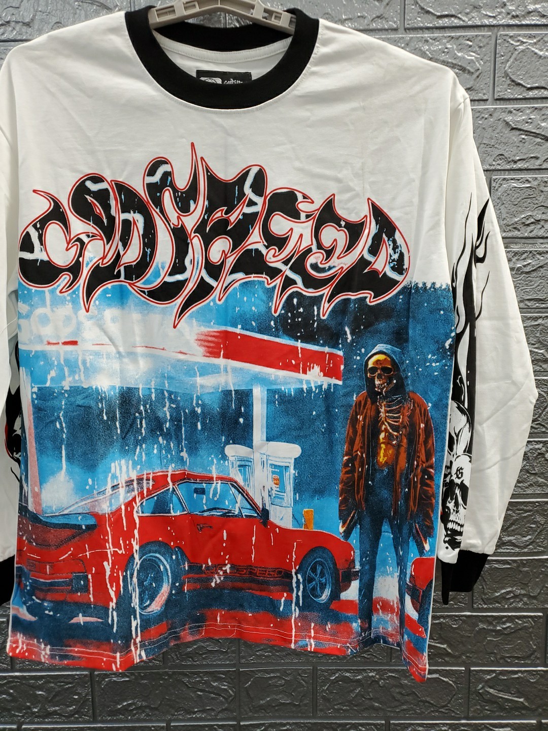 New GODSPEED Amican High Street Retro Long Sleeve 2 Sided Tee Multicolor Sz M gallery