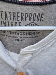 Weatherproof Vintage Men White Short Sleeved Oatmeal Jersey Henley Shirt Sz XXL