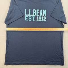 LL Bean Carefree Unshrinkable Logo Tee Shirt Mens Large Navy Blue 508335