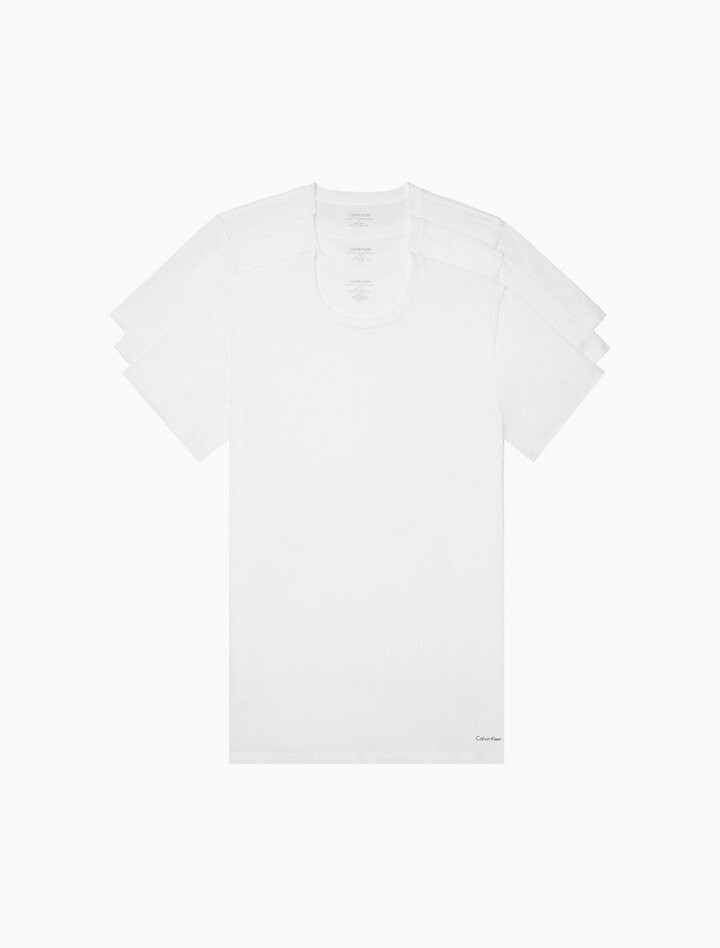 Calvin Klein Men’s Cotton Classic Fit 3-Pack Crewneck Basic T-shirt , White, L