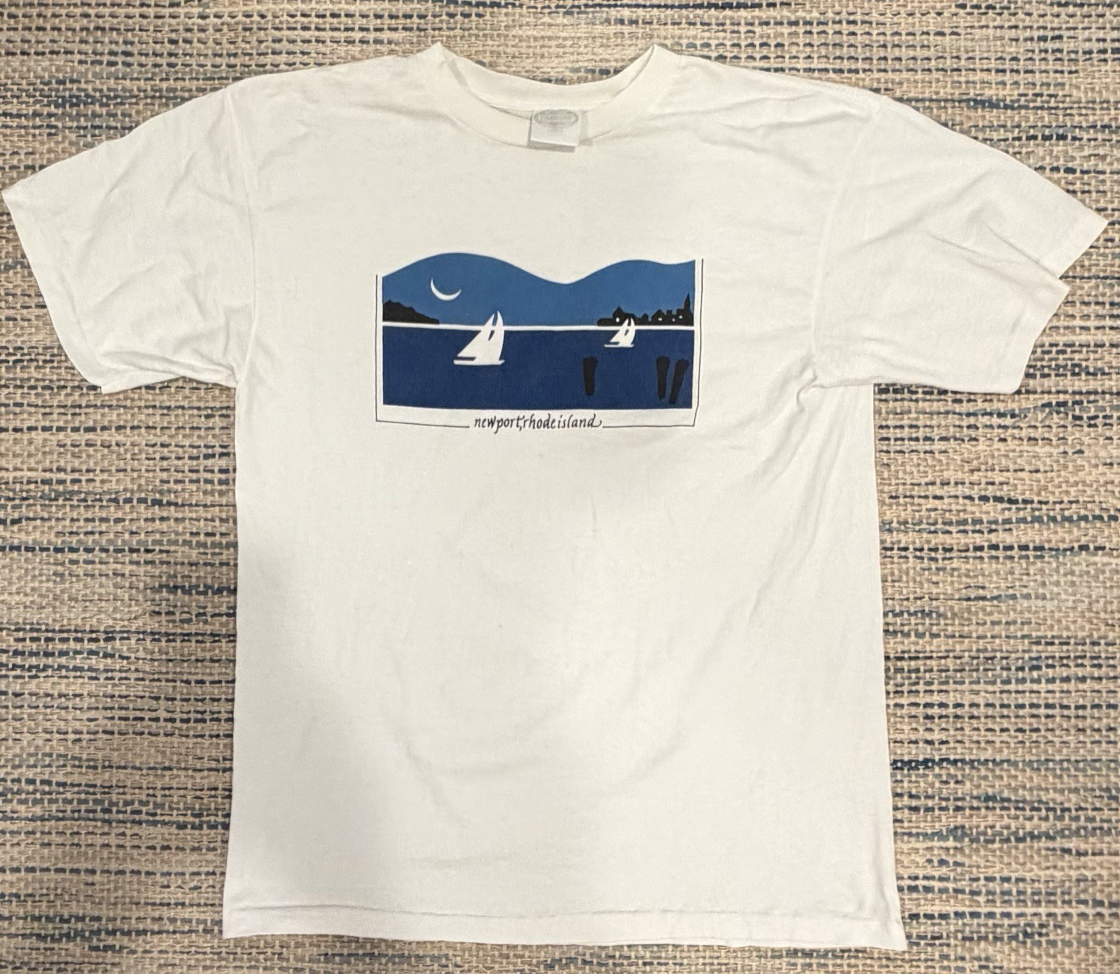 Vintage Newport Rhode Island Sailboat Tee USA Made Coastal Nautical Graphic gallery